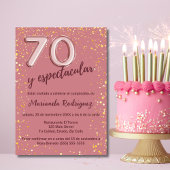 Invitation Elégant Rose de charme Or 70e anniversaire Espagno