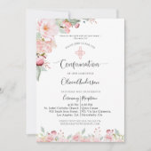 Invitation Élégant Rose de confirmation Or, Mint Floral, Vers (Devant)