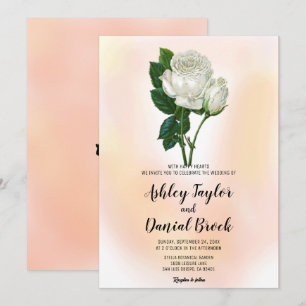Invitation Elégant rose de couleur blanche fleur Mariage fleu