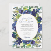 Invitation Elégant Rose de couleur blanche marine Mariage flo (Devant)