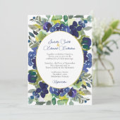 Invitation Elégant Rose de couleur blanche marine Mariage flo (Debout devant)