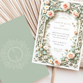 Invitation Élégant Rose de couleur verte Sage