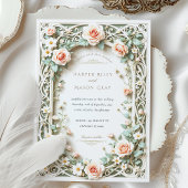 Invitation Élégant Rose de couleur verte Sage