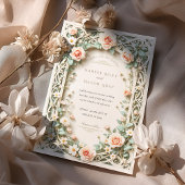 Invitation Élégant Rose de couleur verte Sage