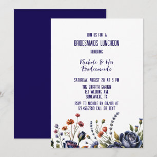 Invitation Élégant Rose de la Marine et Coral Bridesmaids déj
