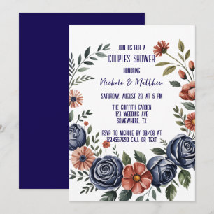 Invitation Elégant Rose de la Marine et Couples en terre cuit