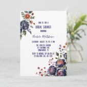 Invitation Elégant Rose de la marine et Fête des mariées cora (Debout devant)