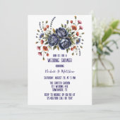 Invitation Élégant Rose de la marine et Mariage de fleurs en (Debout devant)