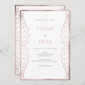 Invitation Élégant Rose de Matt Classic Gold Feuille Mariage (Devant / Derrière)