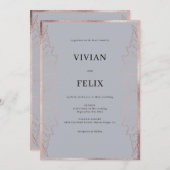 Invitation Élégant Rose de Matt Classic Gold Feuille Mariage (Devant / Derrière)