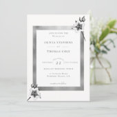 Invitation Élégant Rose de Noël Blanc or Mariage de Noël (Debout devant)