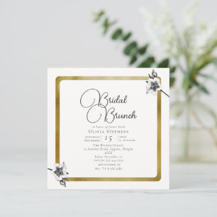 Invitation Élégant Rose de Noël moderne or d'hiver Bridal Bru