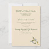 Invitation Elégant rose de paix douce vert & or Mariage ovale (Dos)