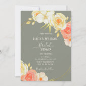 Invitation Elégant Rose de pêche Aquarelle & Sage Vert floral (Devant)