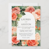 Invitation Élégant Rose de pêche Florale Mariage (Devant)