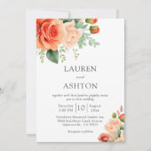 Invitation Élégant Rose de pêche Florale Mariage (Devant)