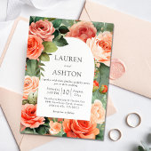 Invitation Élégant Rose de pêche Florale Mariage