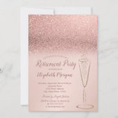 Invitation Élégant Rose de verre Parties scintillant or Bokeh (Devant)