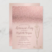 Invitation Élégant Rose de verre Parties scintillant or Bokeh (Devant / Derrière)