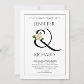 Invitation Élégant rose d'esperluette noir blanc mariage virt (Devant)