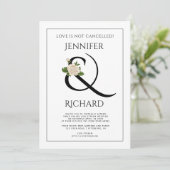 Invitation Élégant rose d'esperluette noir blanc mariage virt (Debout devant)