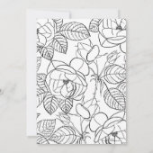 Invitation Elégant Rose dessiné à la main Floral Black White  (Dos)