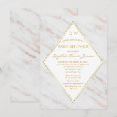 Invitation Elégant Rose Diamond  Gold Marble Baby shower (Devant / Derrière)