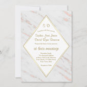 Invitation Elégant Rose Diamond or Marble Mariage (Devant)