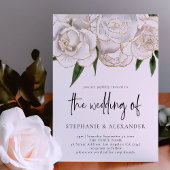 Invitation Élégant Rose d'or blanc QR Code Mariage