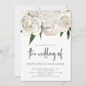 Invitation Élégant Rose d'or blanc QR Code Mariage (Devant)