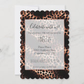 Invitation Élégant Rose d'or noir Leopard (Devant)