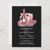Invitation Élégant rose Double Célébration Anniversaire (Devant)