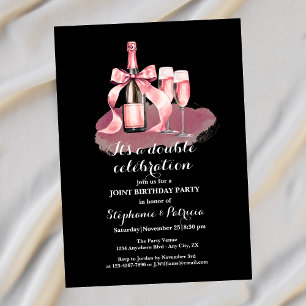 Invitation Élégant rose Double Célébration Anniversaire