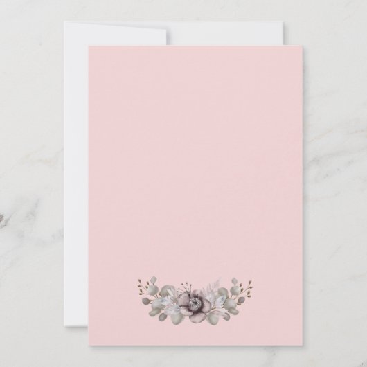 Invitation Elégant Rose Dusty avec Mariage Feuille Eucalyptus (Dos)