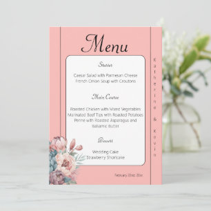 Invitation Elégant Rose Dusty Blanc Turquoise Floral Mariage