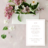 Invitation Élégant Rose Dusty Classic Script Monogram Mariage