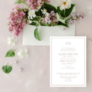 Invitation Élégant Rose Dusty Classic Script Monogram Mariage