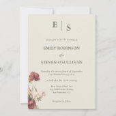 Invitation Élégant Rose Dusty Floral Monogramme (Devant)