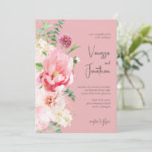 Invitation Élégant Rose Dusty & floral rose pâle (Debout devant)