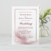 Invitation Élégant Rose Dusty Mariage en plume (Debout devant)