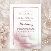 Invitation Elégant Rose Dusty Mariage en plume avec RSVP