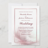 Invitation Elégant Rose Dusty Mariage en plume avec RSVP (Devant)