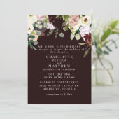 Invitation Elégant Rose Dusty & Mariage Floral Bourgogne (Debout devant)