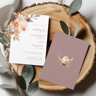 Invitation Élégant Rose Dusty Mariage floral neutre