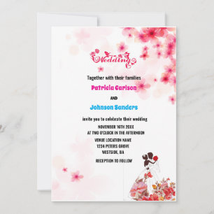 Invitation Élégant Rose Dusty, Mariage Floral rose Bourgogne