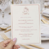 Invitation Élégant Rose Dusty Mariage orchidée Monogram