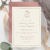 Invitation Élégant Rose Dusty Mariage orchidée Monogram