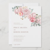 Invitation Élégant Rose Dusty moderne Mariage Floral (Devant)