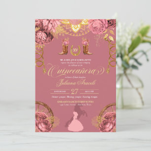 Invitation Élégant Rose Dusty Pink Charro Quinceanera