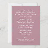 Invitation Elégant Rose Dusty Script Mariage Réception photo (Dos)